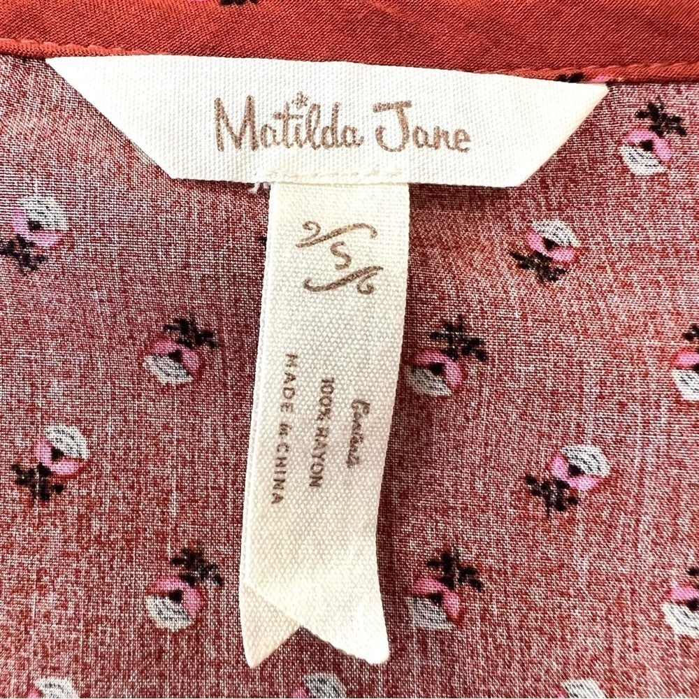 Matilda Jane Teach Me Rust Floral Mixed Print Asymmetrical Tank Top Womens Small - Picture 10 of 11